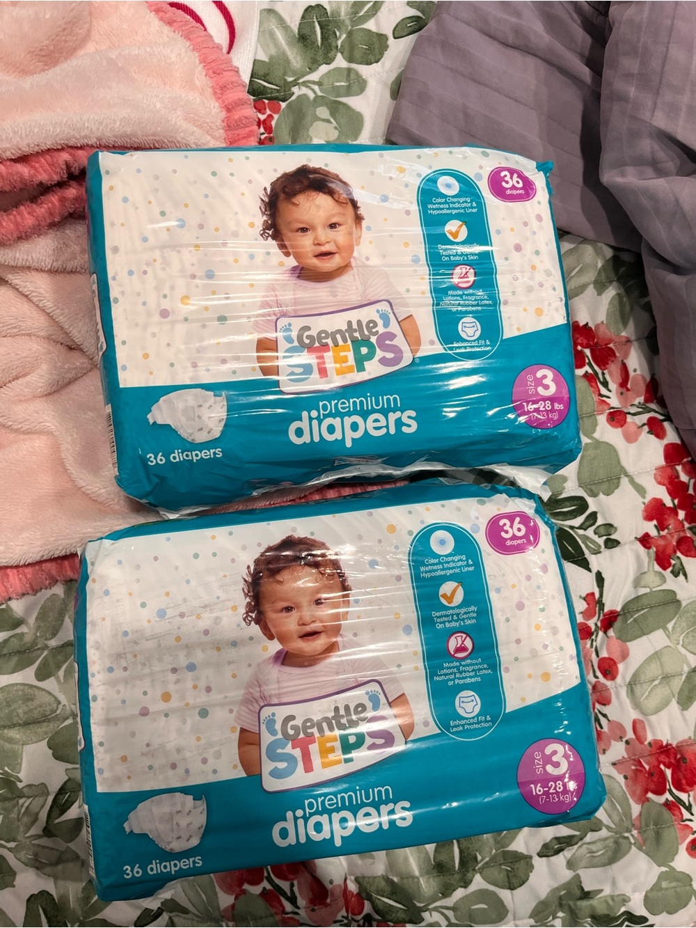 2X Gentle Steps Premium Diapers Size 3 - Teal (36 Count)